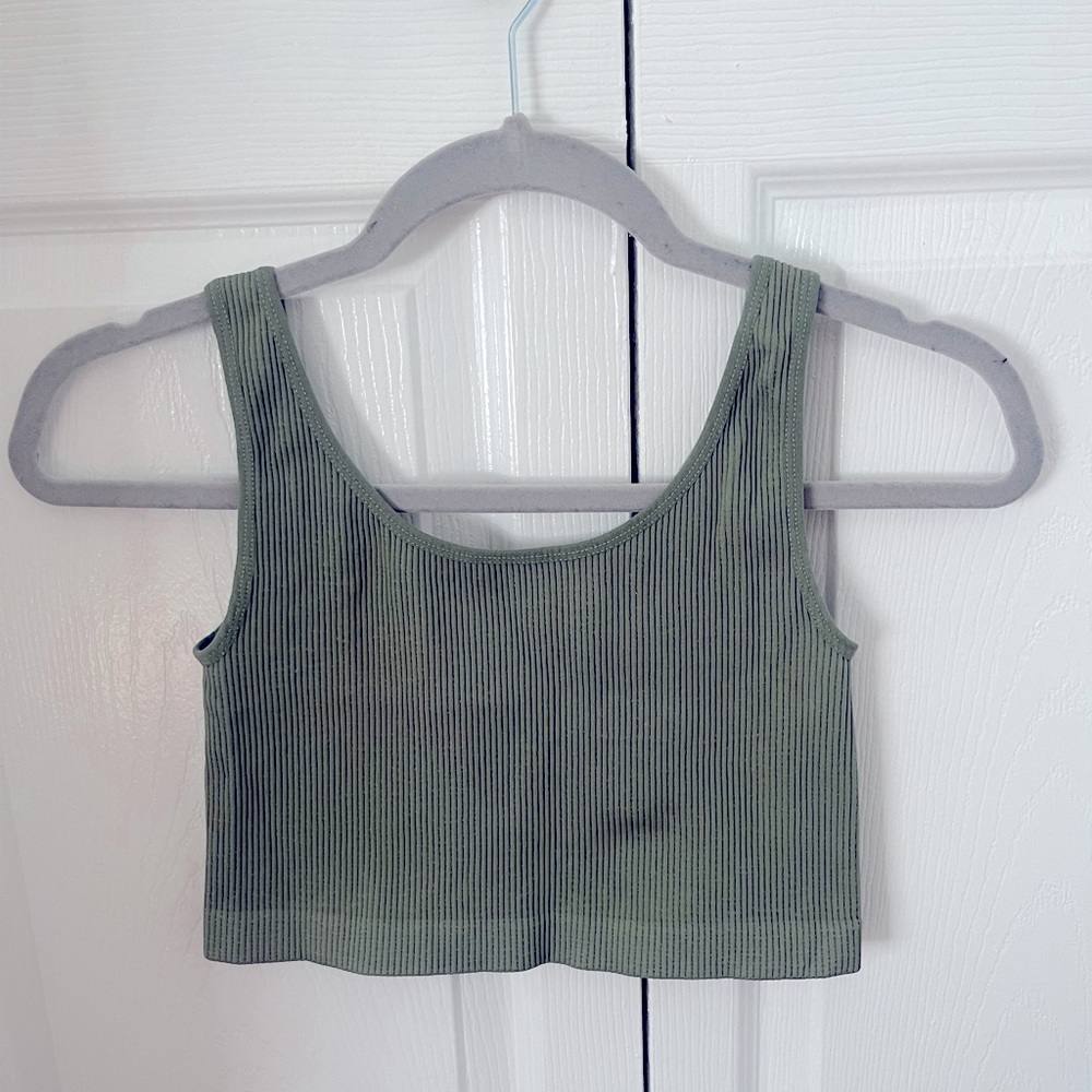 Madrag Green Ribbed Crop Top
